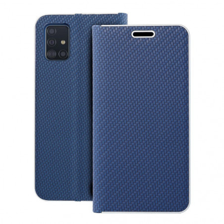 Samsung Galaxy A51 LTE Portefeuilles LUNA Book Carbon Fibre de carbone, Élégant  Bleu