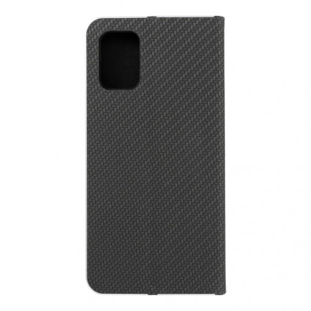 Samsung Galaxy A71 LTE Portefeuilles LUNA Book Carbon Fibre de carbone, Élégant  Noir