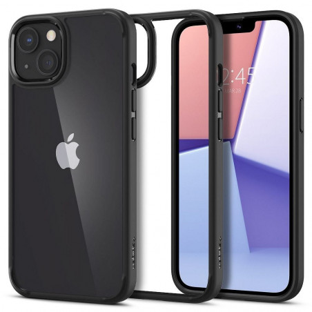Apple iPhone 13 Coque Spigen Ultra Hybrid Clair comme du cristal  Noir mat