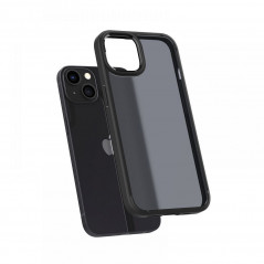 Apple iPhone 13 Coque Spigen Ultra Hybrid Clair comme du cristal  Noir givré mat