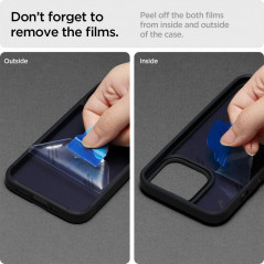 Apple iPhone 13 Coque Spigen Ultra Hybrid Clair comme du cristal  Noir givré mat