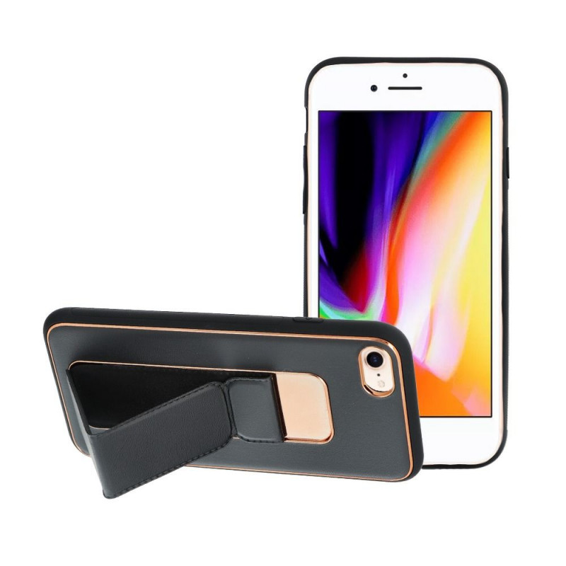 Apple iPhone SE 2020 Coque LEATHER Case Kickstand Noir