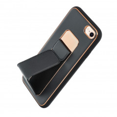 Apple iPhone SE 2020 Coque LEATHER Case Kickstand Noir