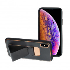 Apple iPhone X Coque LEATHER Case Kickstand Noir