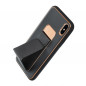 Apple iPhone X Coque LEATHER Case Kickstand Noir