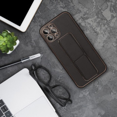 Apple iPhone X Coque LEATHER Case Kickstand Noir