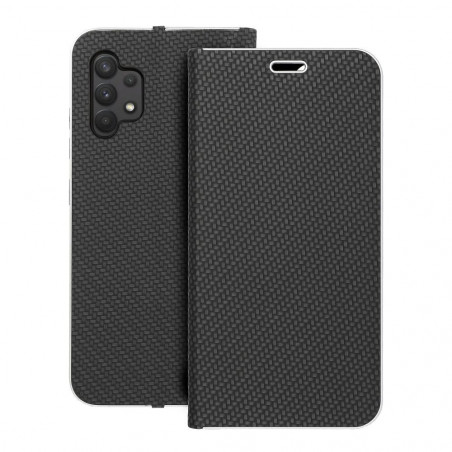 Samsung Galaxy A32 LTE Portefeuilles LUNA Book Carbon Fibre de carbone, Élégant  Noir