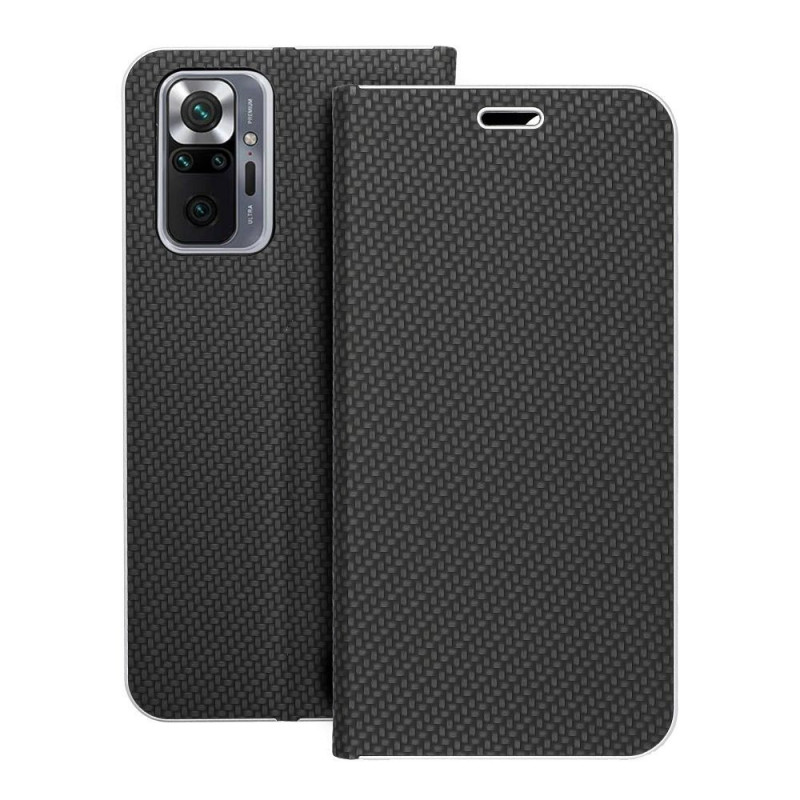 XIAOMI Redmi Note 10 Pro Max Portefeuilles LUNA Book Carbon Fibre de carbone, Élégant  Noir