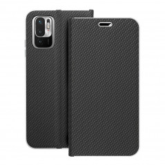 XIAOMI Redmi Note 10S Portefeuilles LUNA Book Carbon Fibre de carbone, Élégant  Noir