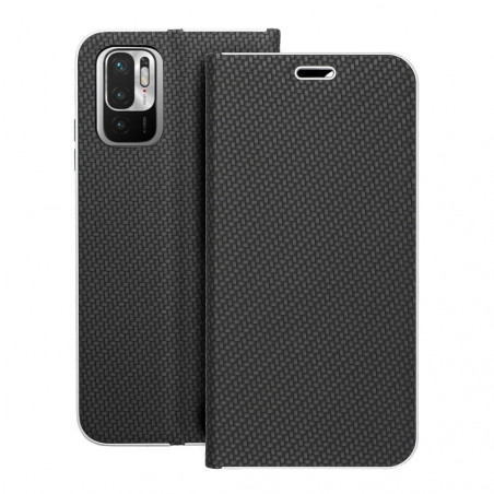 XIAOMI Redmi Note 10S Portefeuilles LUNA Book Carbon Fibre de carbone, Élégant  Noir