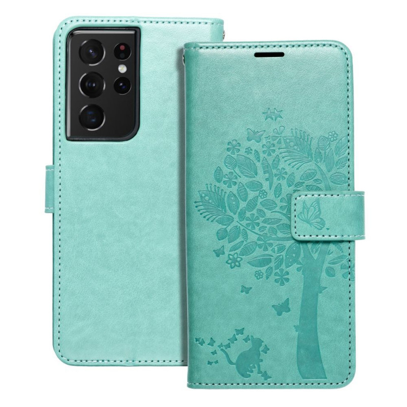 Samsung Galaxy S21 Ultra 5G Portefeuilles MEZZO Book Arbre  Vert
