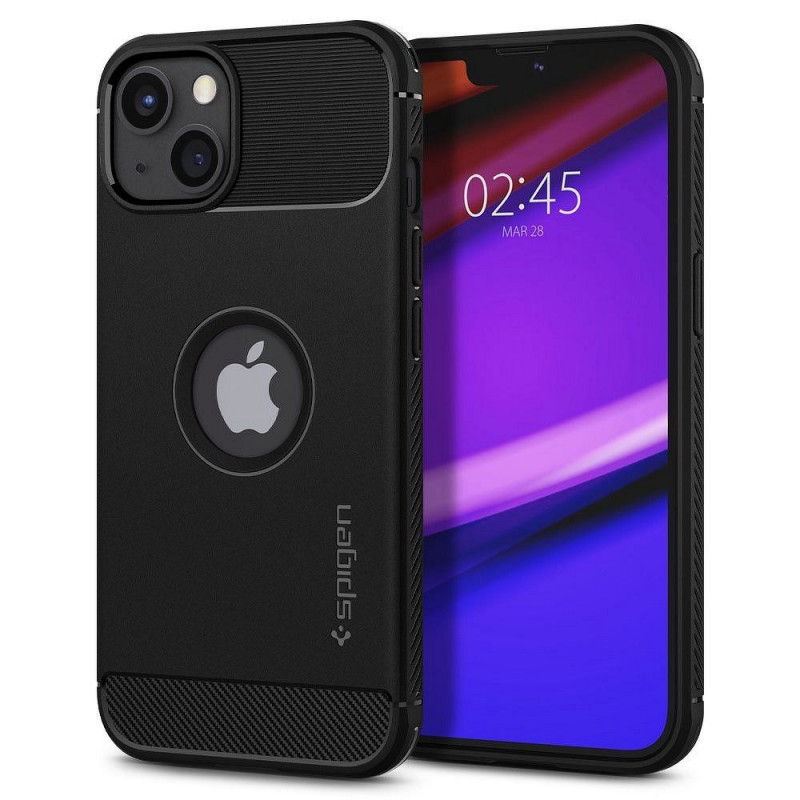 Apple iPhone 13 Coque Spigen Armor Fibre de carbone, Élégant  Noir