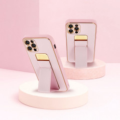 Apple iPhone 12 Pro Max Coque LEATHER Case Kickstand Rose