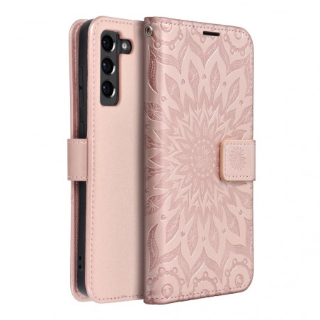 Samsung Galaxy S21 FE 5G Portefeuilles MEZZO Book Mandala  Or rose