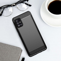 Samsung Galaxy A51 LTE Coque Carbon Élégant  Noir