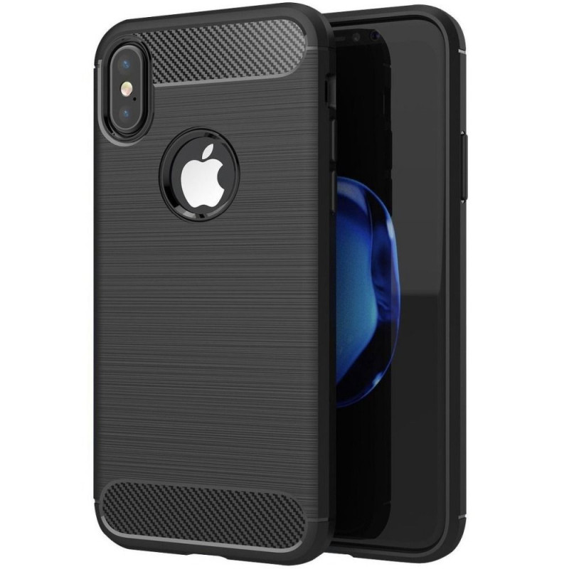 Apple iPhone X Coque Carbon Élégant  Noir
