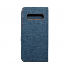 Samsung Galaxy S10 Portefeuilles Canvas Book Bleu marine