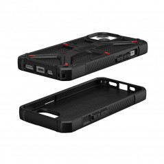 Apple iPhone 15 Coque Urban Armor Gear Monarch Étui haut de gamme  MagSAFE  Noir kevlar