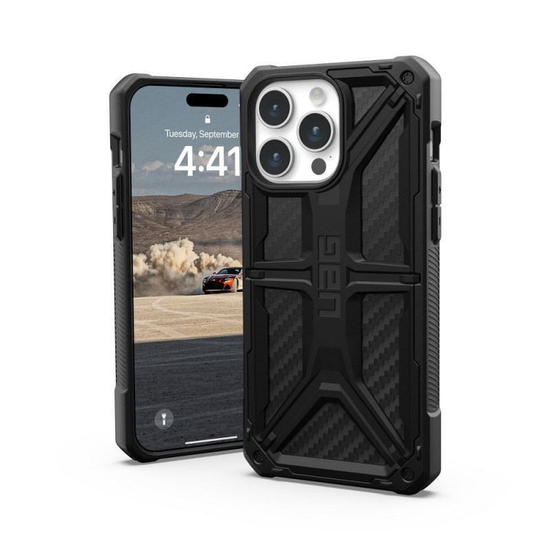 Apple iPhone 15 Pro Max Coque Urban Armor Gear Monarch Étui haut de gamme  MagSAFE  Fibre de carbone