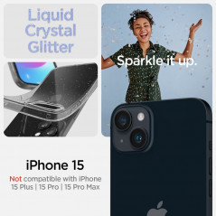 Apple iPhone 15 Coque Spigen Liquid Crystal Clair comme du cristal  Cristal scintillant