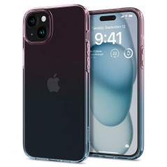 Apple iPhone 15 Coque Spigen Liquid Crystal Clair comme du cristal  Rose dégradé