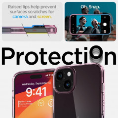 Apple iPhone 15 Coque Spigen Liquid Crystal Clair comme du cristal  Rose dégradé