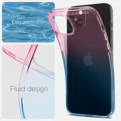 Apple iPhone 15 Coque Spigen Liquid Crystal Clair comme du cristal  Rose dégradé