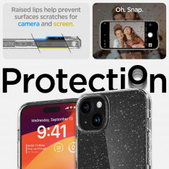 Apple iPhone 15 Plus Coque Spigen Liquid Crystal Clair comme du cristal  Cristal scintillant
