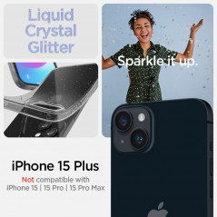 Apple iPhone 15 Plus Coque Spigen Liquid Crystal Clair comme du cristal  Cristal scintillant