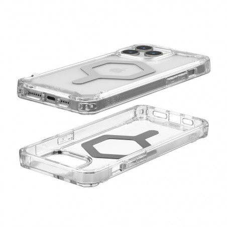 Apple iPhone 15 Pro Max Coque Urban Armor Gear Plyo Étui haut de gamme  MagSAFE  Argent glacé