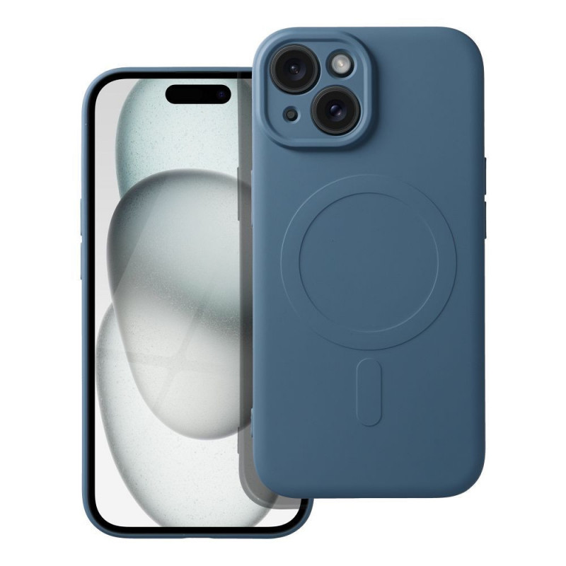 Apple iPhone 15 Coque Silicone Mag Cover MagSAFE  Bleu