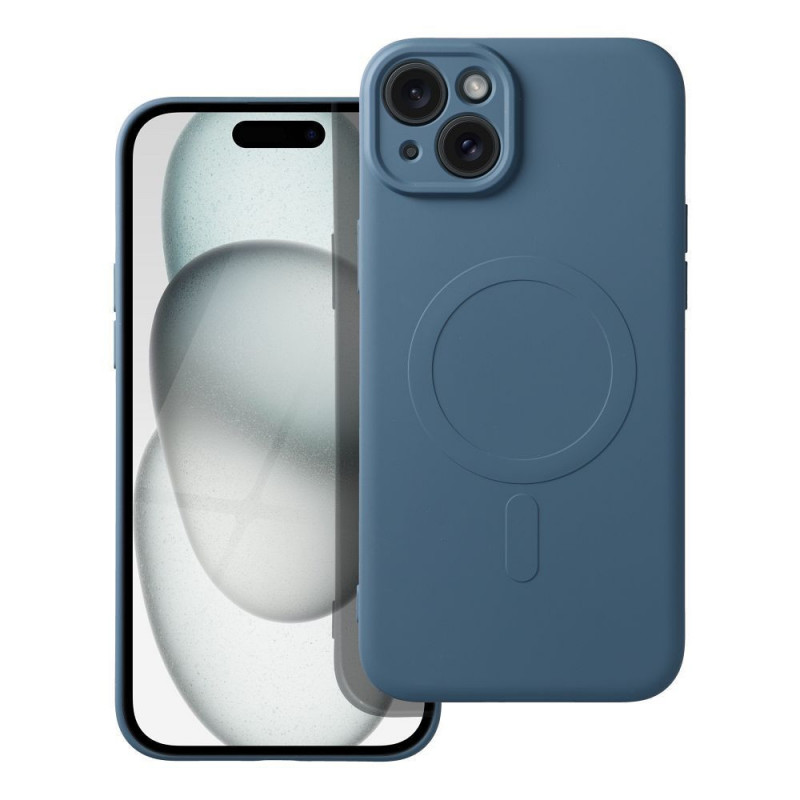 Apple iPhone 15 Plus Coque Silicone Mag Cover MagSAFE  Bleu