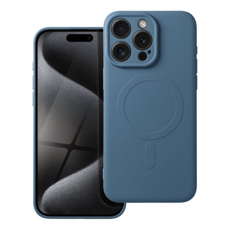 Apple iPhone 15 Pro Max Coque Silicone Mag Cover MagSAFE  Bleu