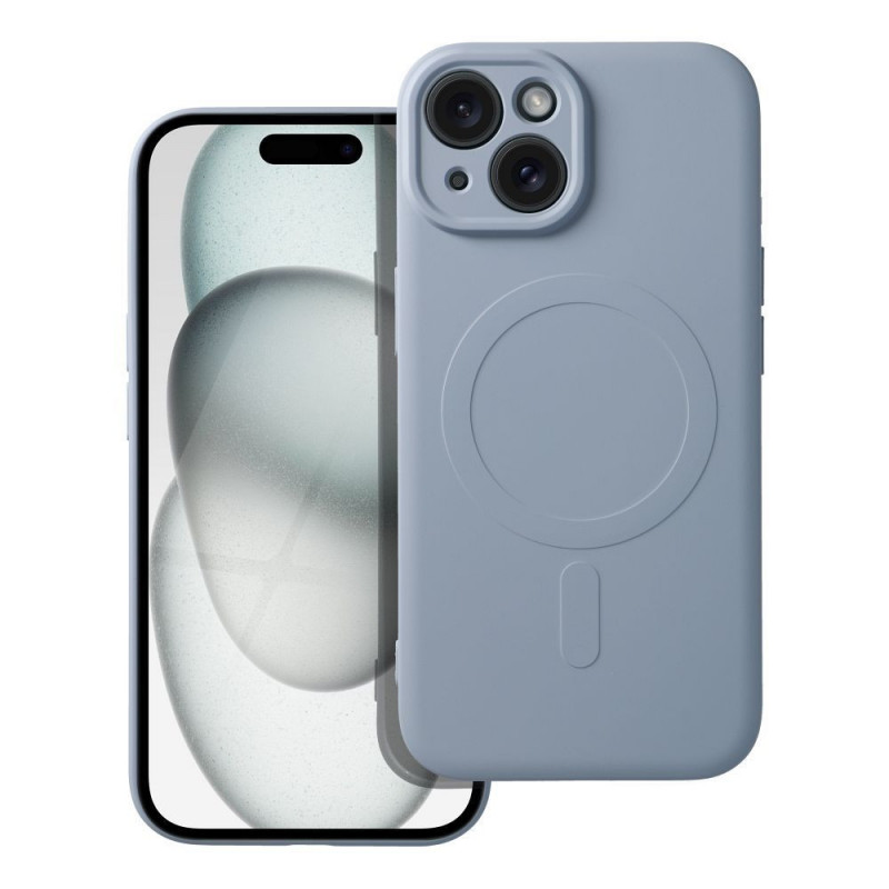 Apple iPhone 15 Coque Silicone Mag Cover MagSAFE  Bleu clair