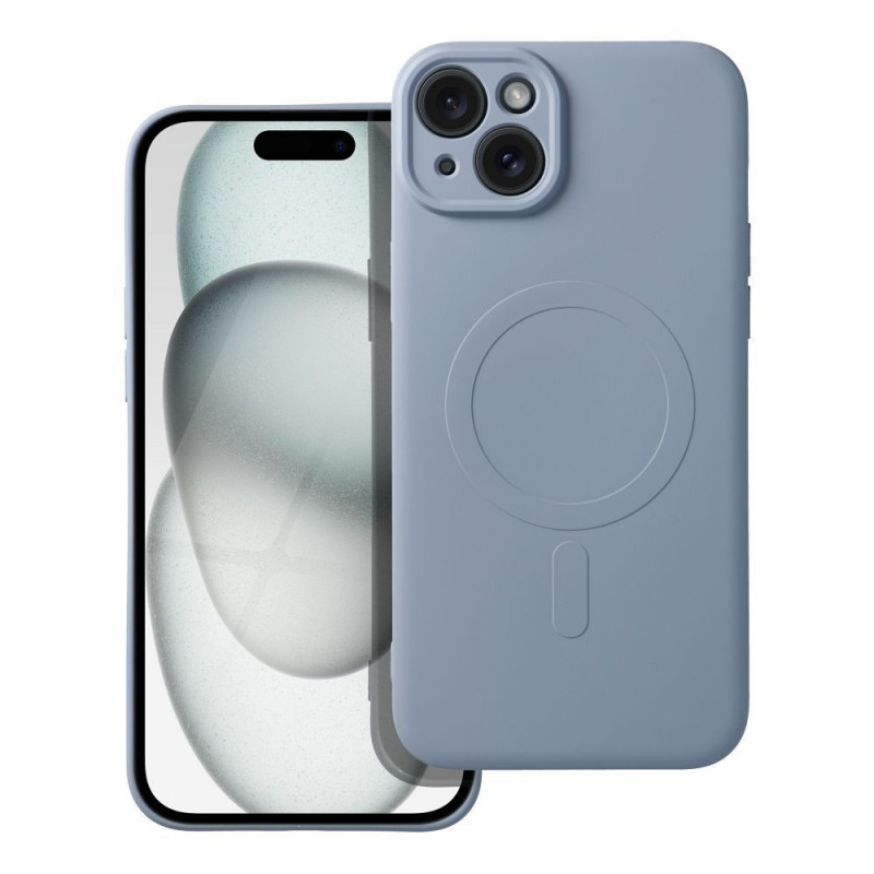 Apple iPhone 15 Plus Coque Silicone Mag Cover MagSAFE  Bleu clair