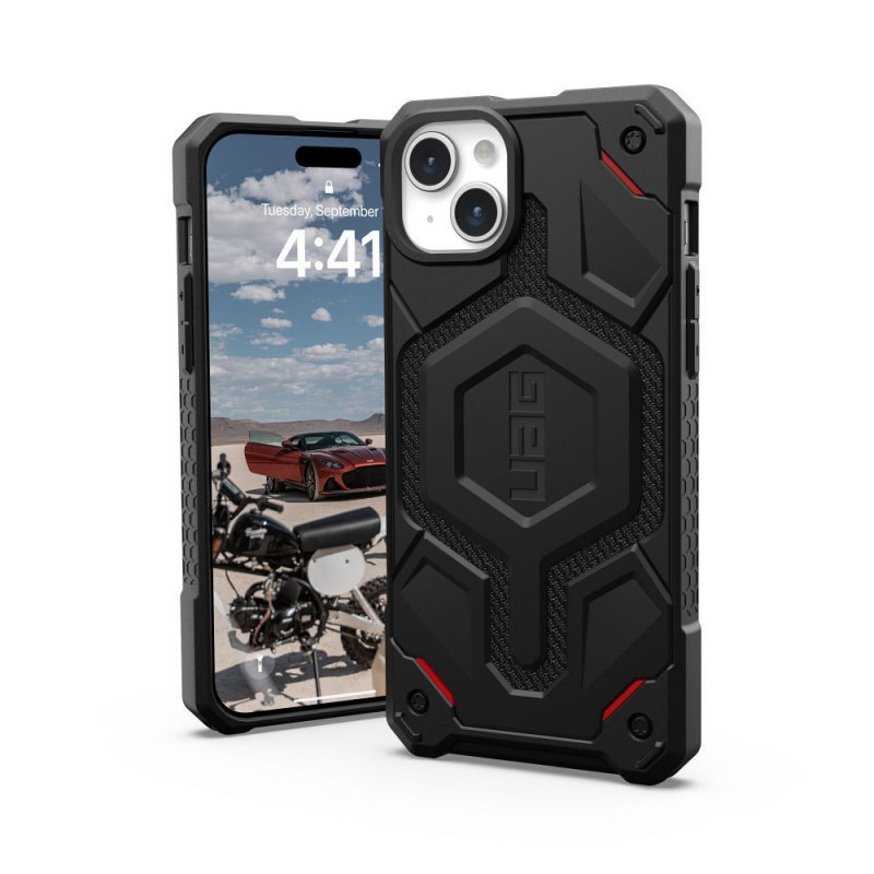 Apple iPhone 15 Plus Coque Urban Armor Gear Monarch Pro MagSAFE  Noir kevlar