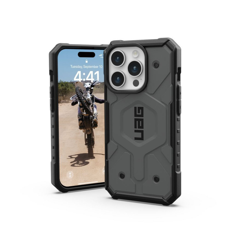 Apple iPhone 15 Pro Coque Urban Armor Gear Pathfinder Étui haut de gamme MagSAFE Argenté Apple iPhone 15 Pro Coque Urban Armor Gear Pathfinder Étui haut de gamme MagSAFE Argenté
