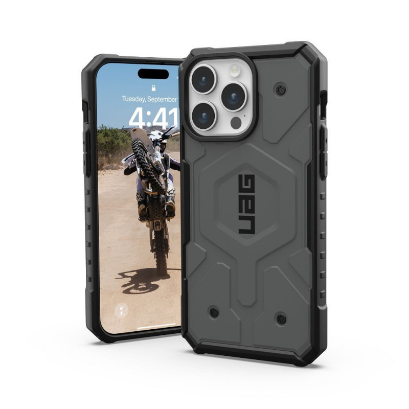 Apple iPhone 15 Pro Max Coque Urban Armor Gear Pathfinder Étui haut de gamme  MagSAFE  Argenté