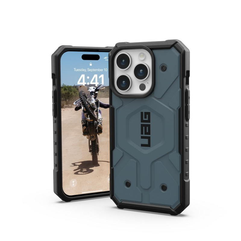 Apple iPhone 15 Pro Coque Urban Armor Gear Pathfinder Étui haut de gamme  MagSAFE  Bleu nuage