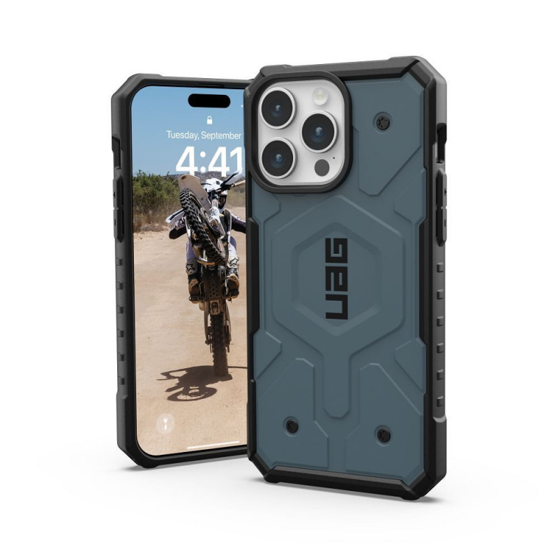 Apple iPhone 15 Pro Max Coque Urban Armor Gear Pathfinder Étui haut de gamme  MagSAFE  Bleu nuage