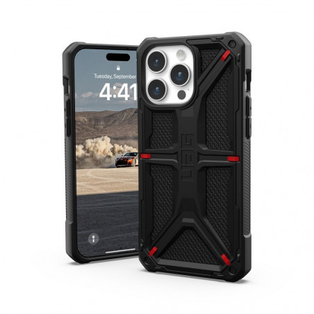 Apple iPhone 15 Pro Max Coque Urban Armor Gear Monarch Étui haut de gamme  MagSAFE  Noir kevlar