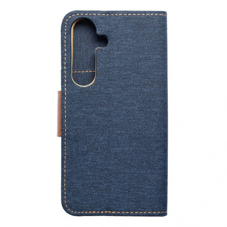 Samsung Galaxy S24 Portefeuilles Canvas Book Bleu marine