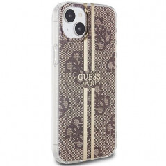 Apple iPhone 15 Plus Coque Guess 4G Gold Stripe Élégant  Brun