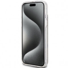 Apple iPhone 15 Plus Coque Guess 4G Gold Stripe Élégant  Brun