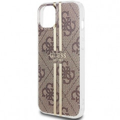 Apple iPhone 15 Plus Coque Guess 4G Gold Stripe Élégant  Brun