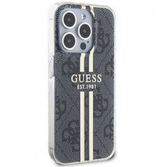 Apple iPhone 15 Pro Coque Guess 4G Gold Stripe Élégant  Noir
