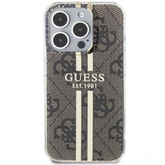 Apple iPhone 15 Pro Max Coque Guess 4G Gold Stripe Élégant  Brun