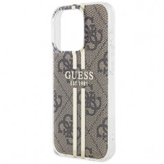 Apple iPhone 15 Pro Max Coque Guess 4G Gold Stripe Élégant  Brun