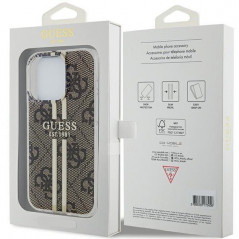 Apple iPhone 15 Pro Max Coque Guess 4G Gold Stripe Élégant  Brun
