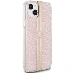 Apple iPhone 15 Plus Coque Guess 4G Gold Stripe Élégant  Rose